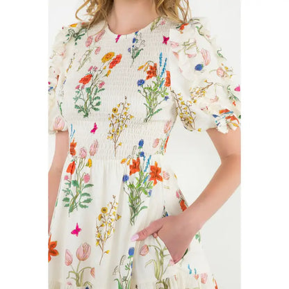 Floral Puff Sleeve Maxi Dress