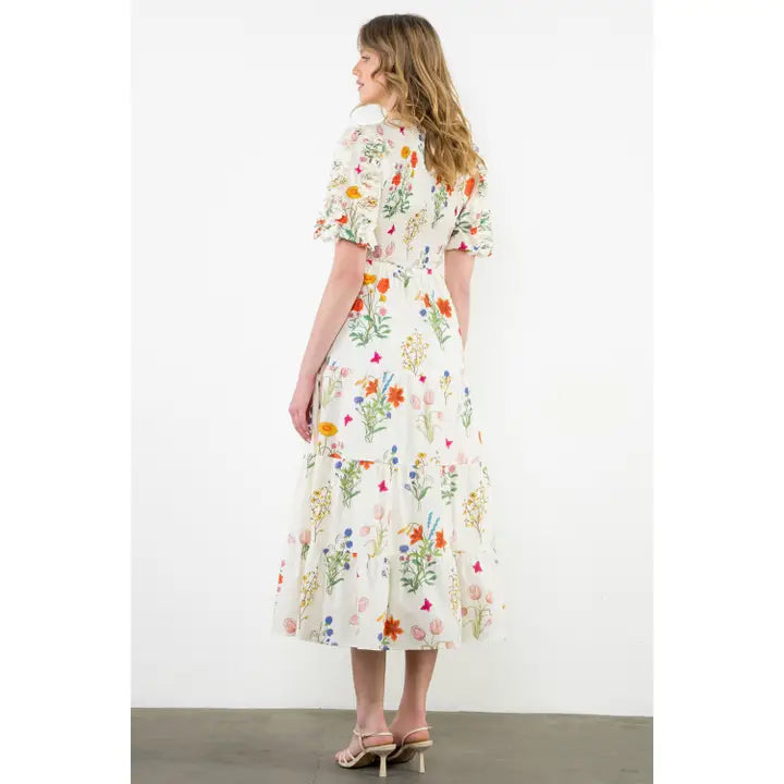 Floral Puff Sleeve Maxi Dress