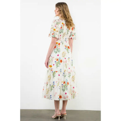 Floral Puff Sleeve Maxi Dress