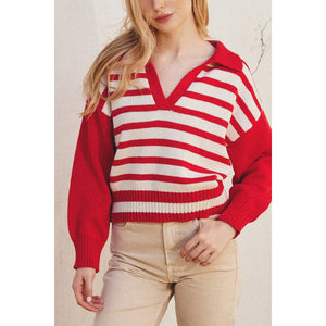 Solid And Striped Collared Sweater