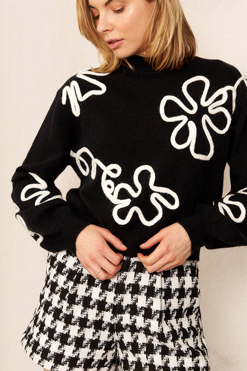 Floral Outline Sweater