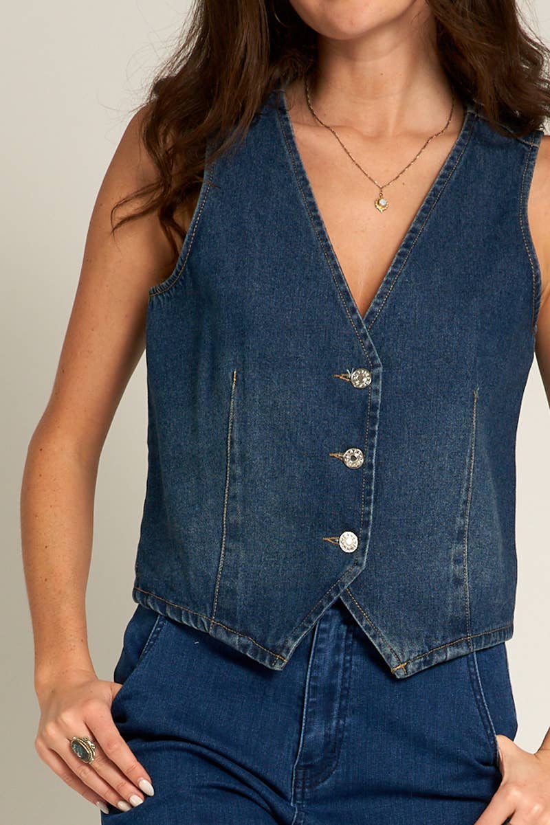 Sleeveless Denim Vest