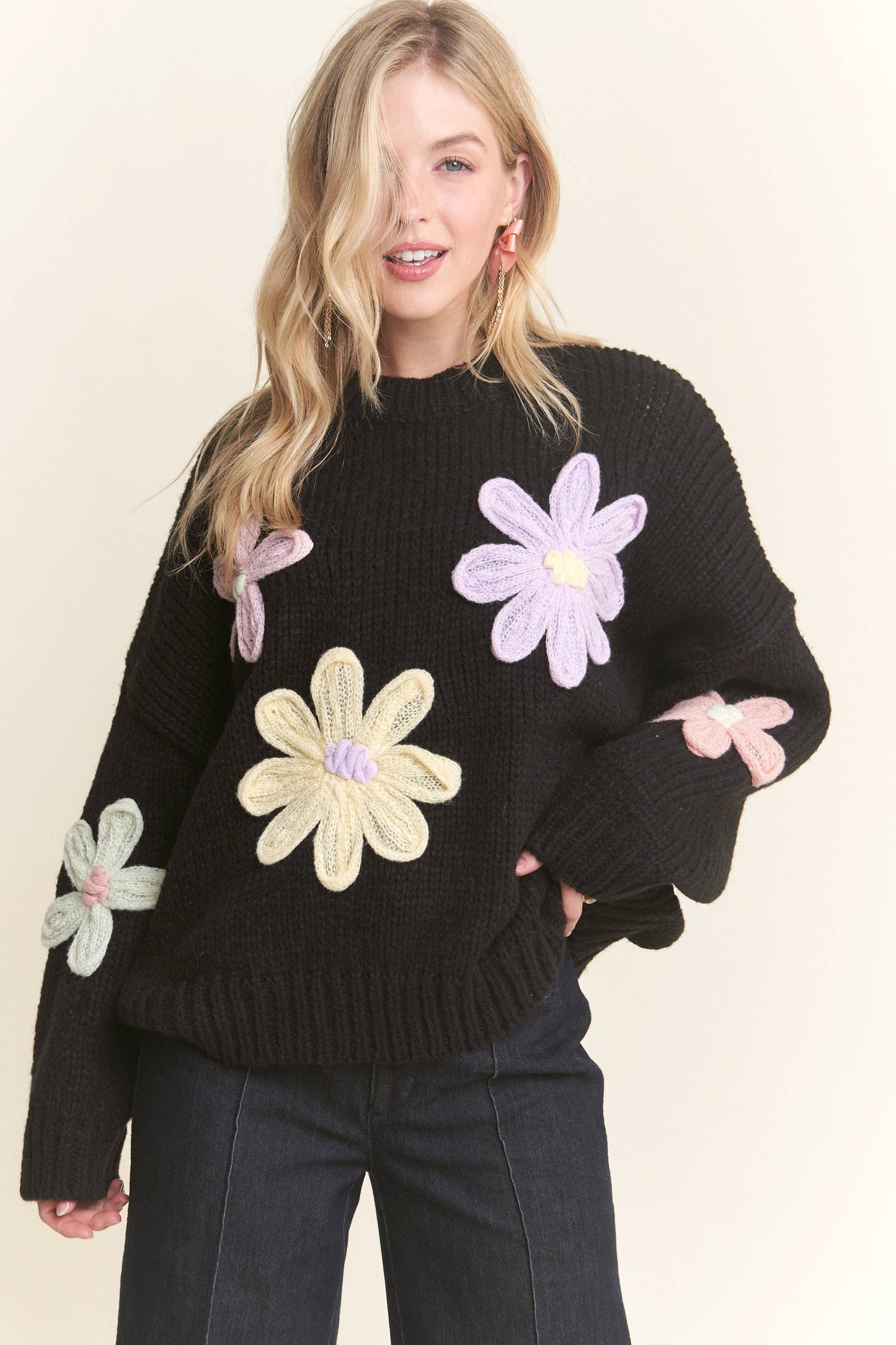 Flower Applique Sweater (More Colors)