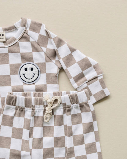 Latte Checkered Smiley Lounge Set