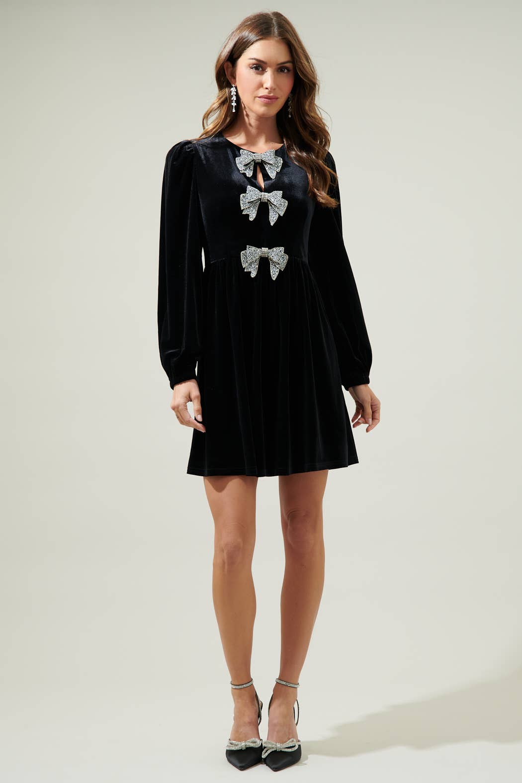 Bow Velvet Mini Dress