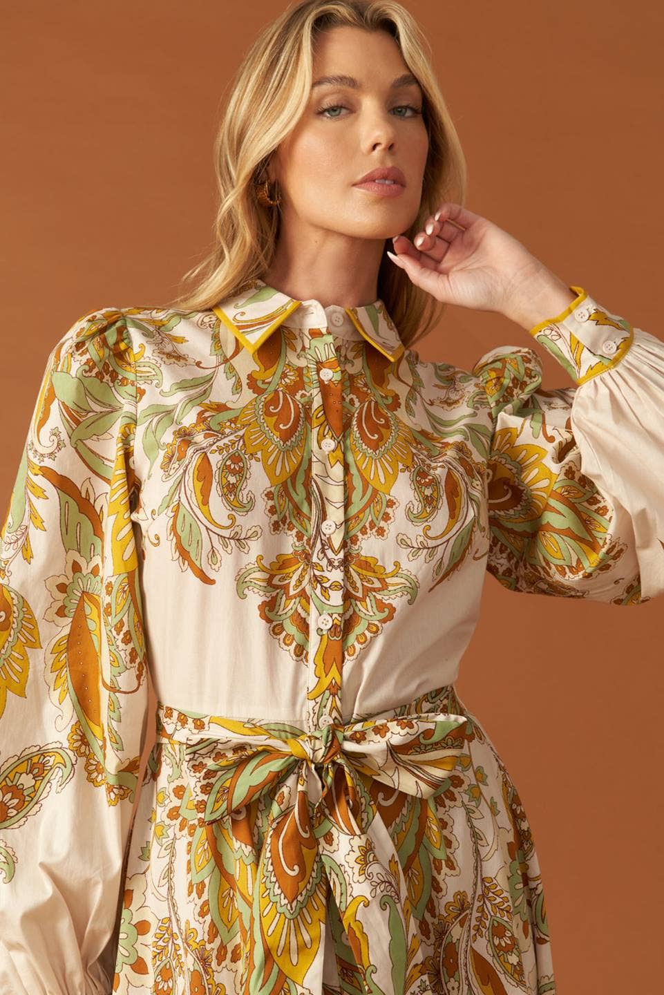 Printed Midi Shirt Dress.