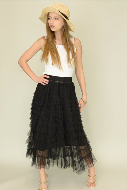 Mesh Tiered Skirt