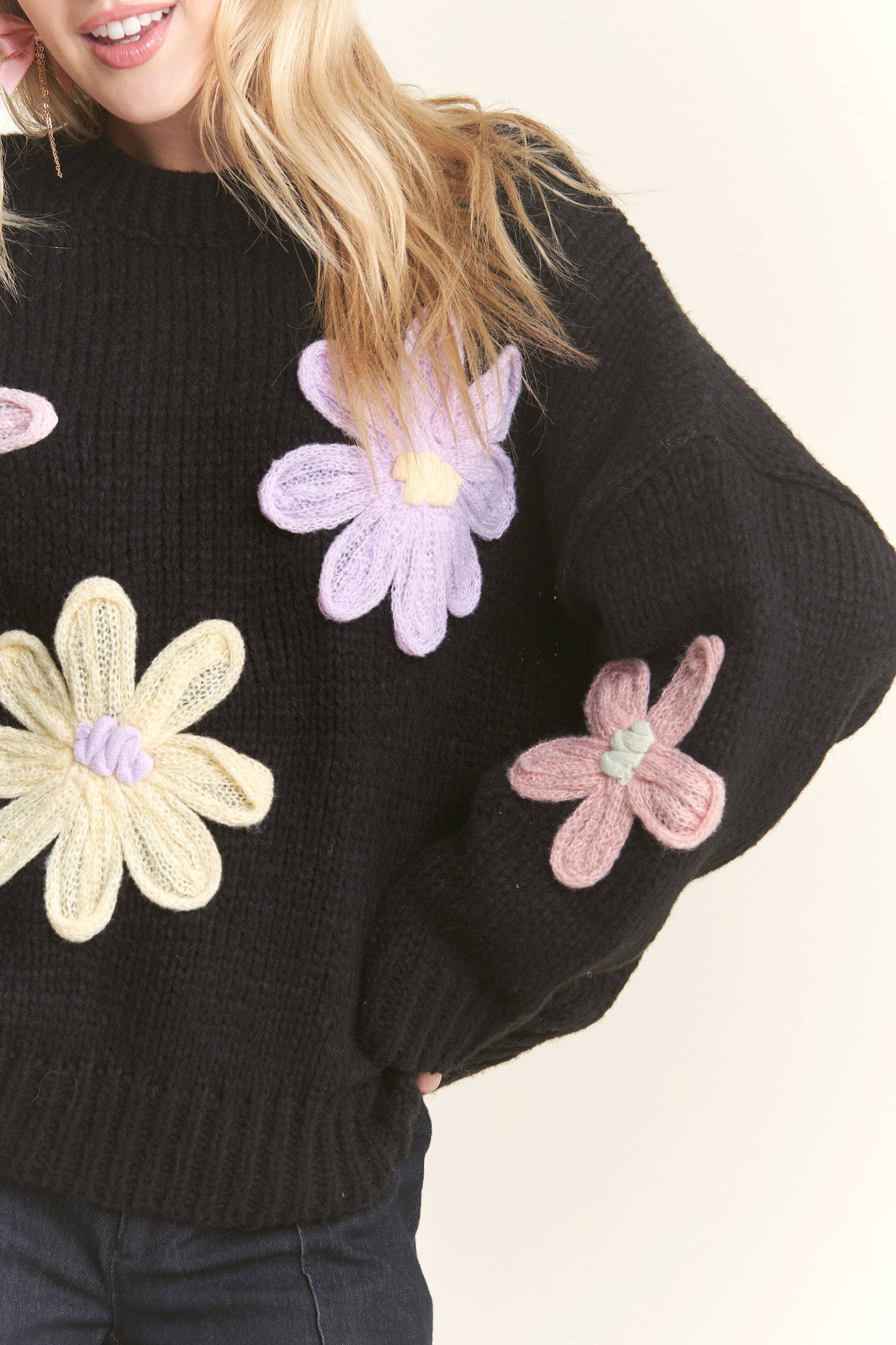 Flower Applique Sweater (More Colors)