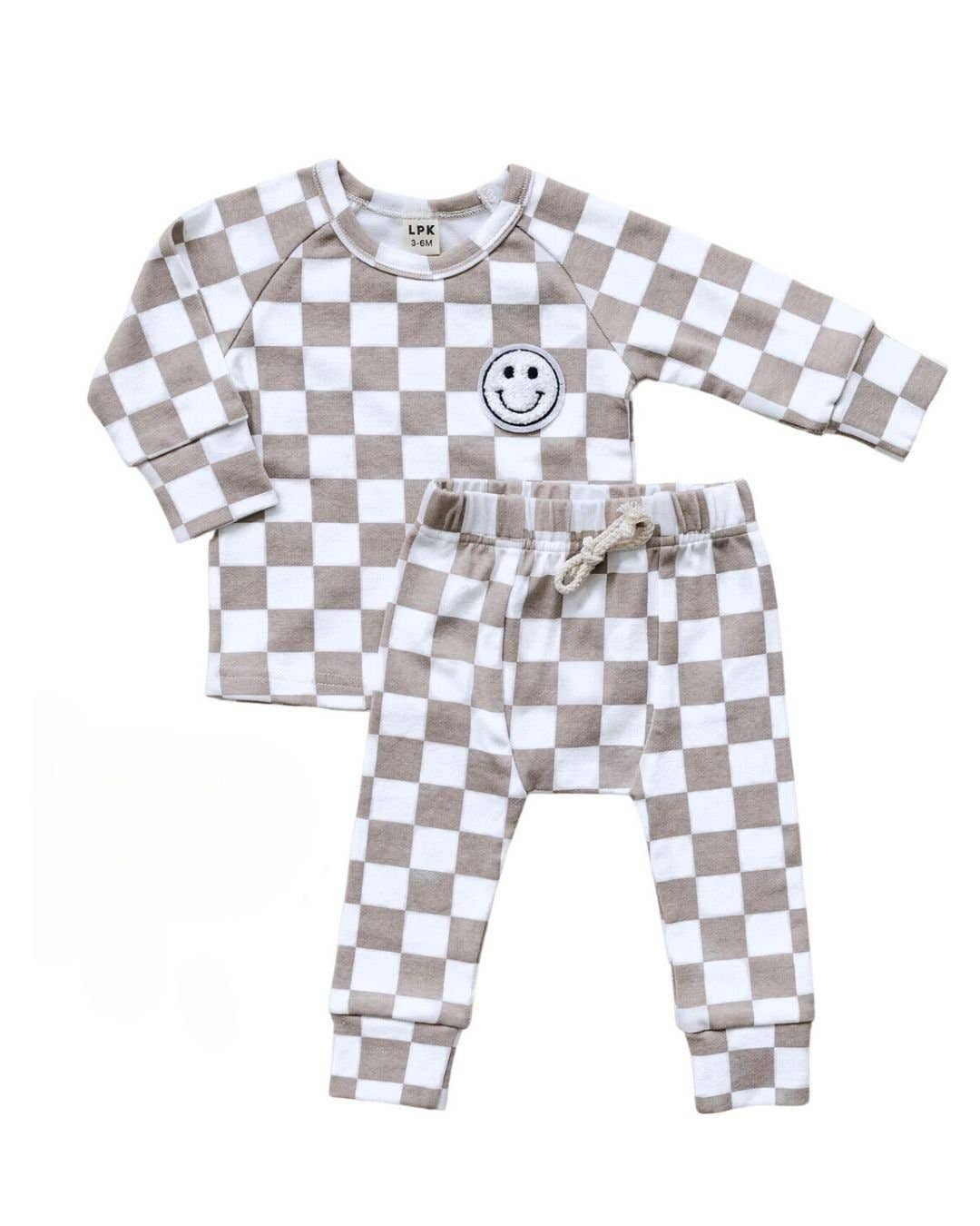 Latte Checkered Smiley Lounge Set