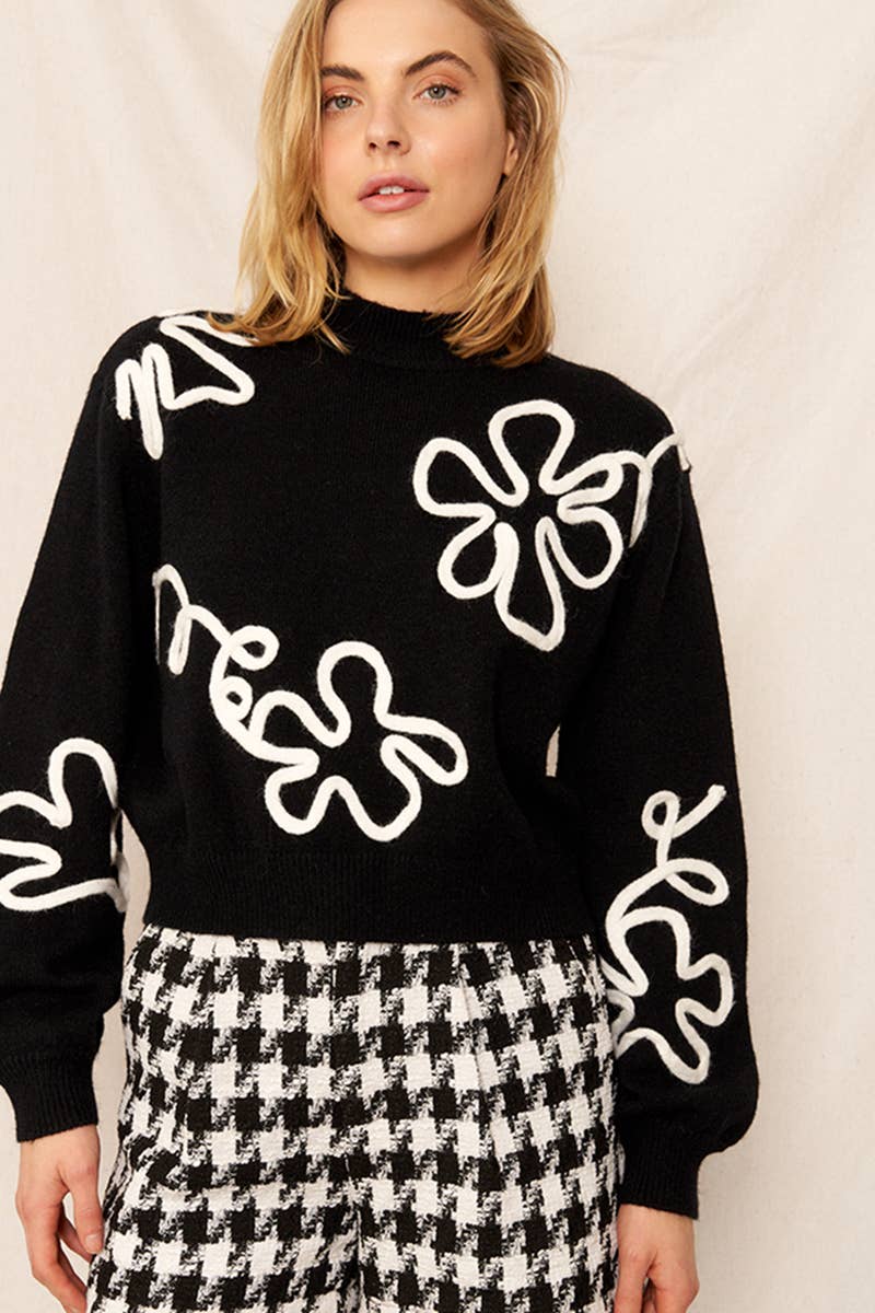 Floral Outline Sweater