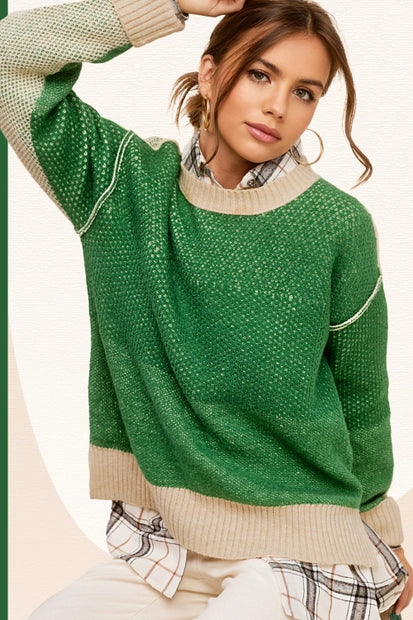 Color Block Textured Sweater