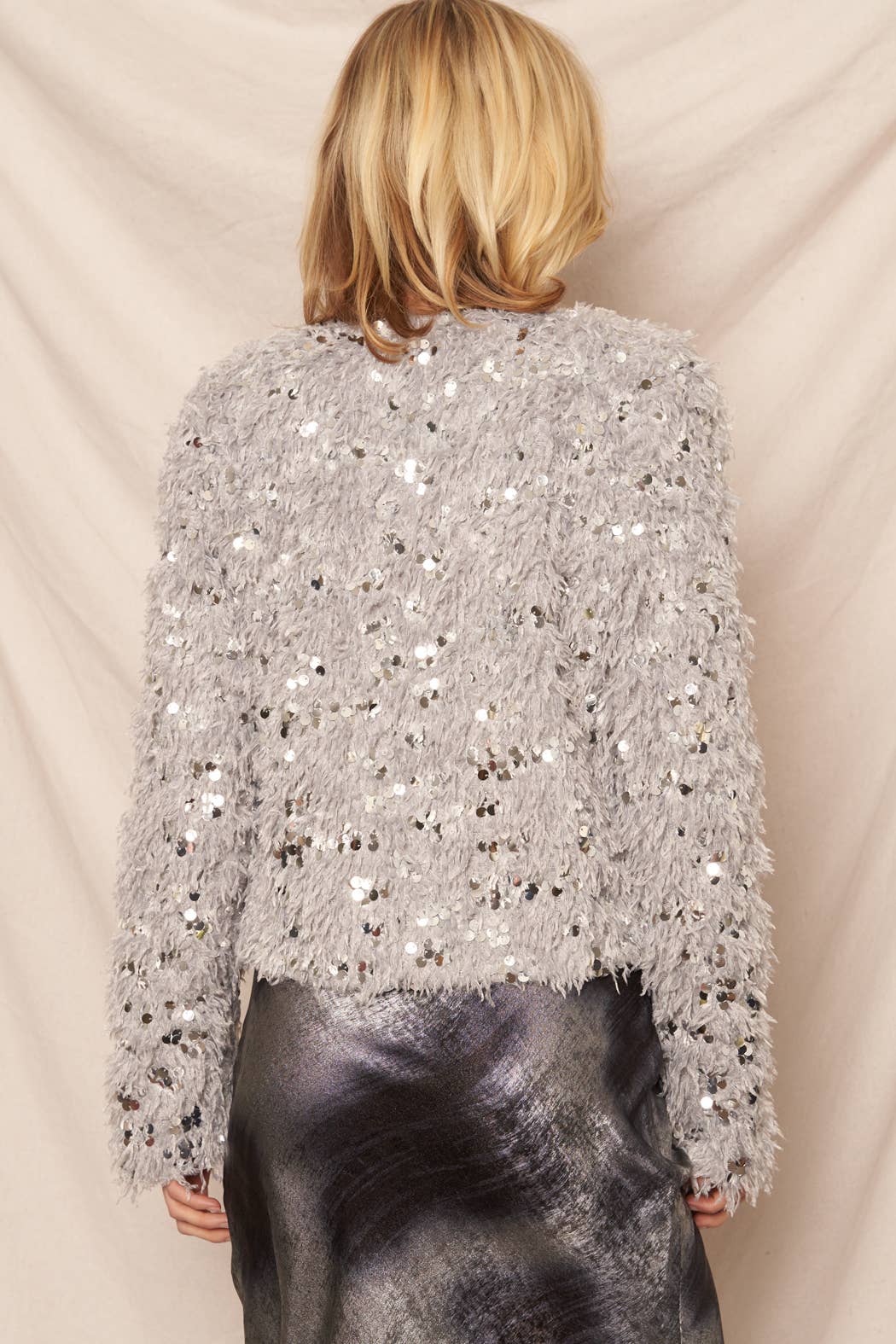 Feathery Glitter Sequin Cardigan