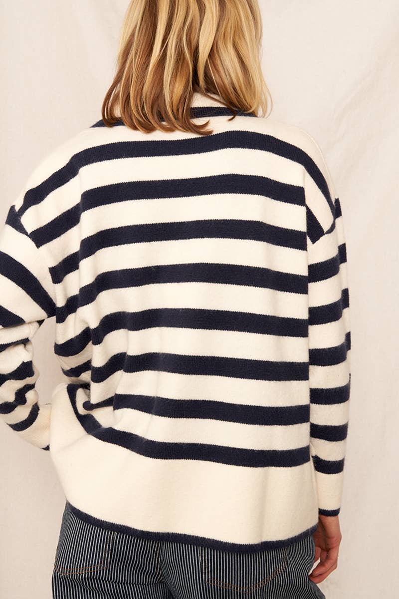 Striped Half-Zip Sweater