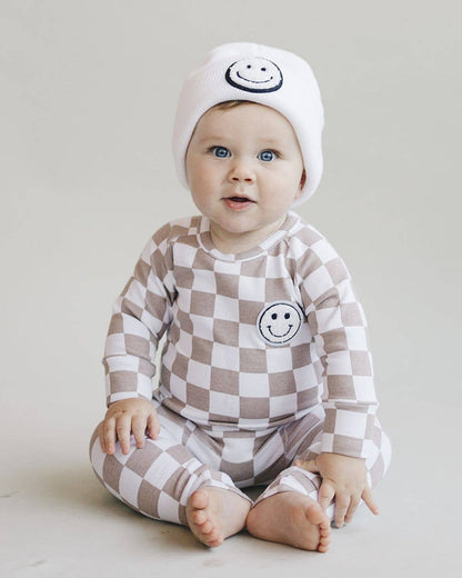 Latte Checkered Smiley Lounge Set