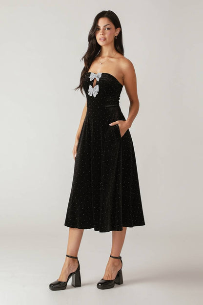 Embellished Velvet Midi Dress