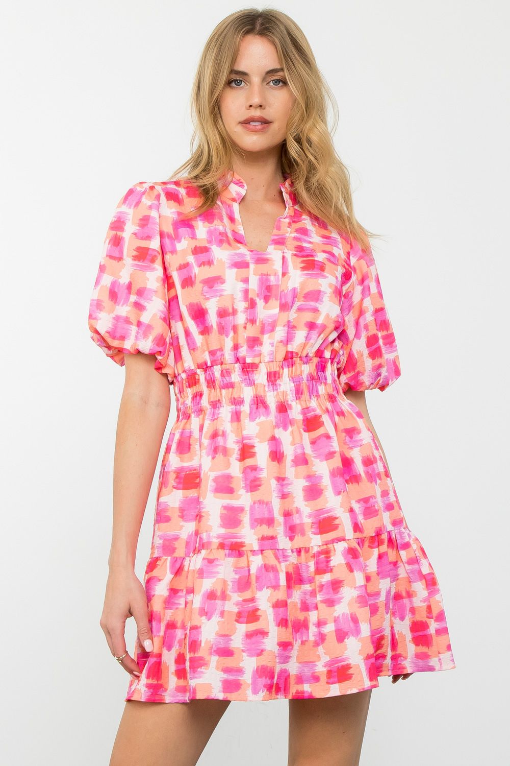 Puff Sleeve Print Dress