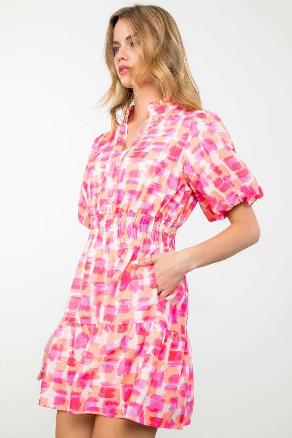 Puff Sleeve Print Dress