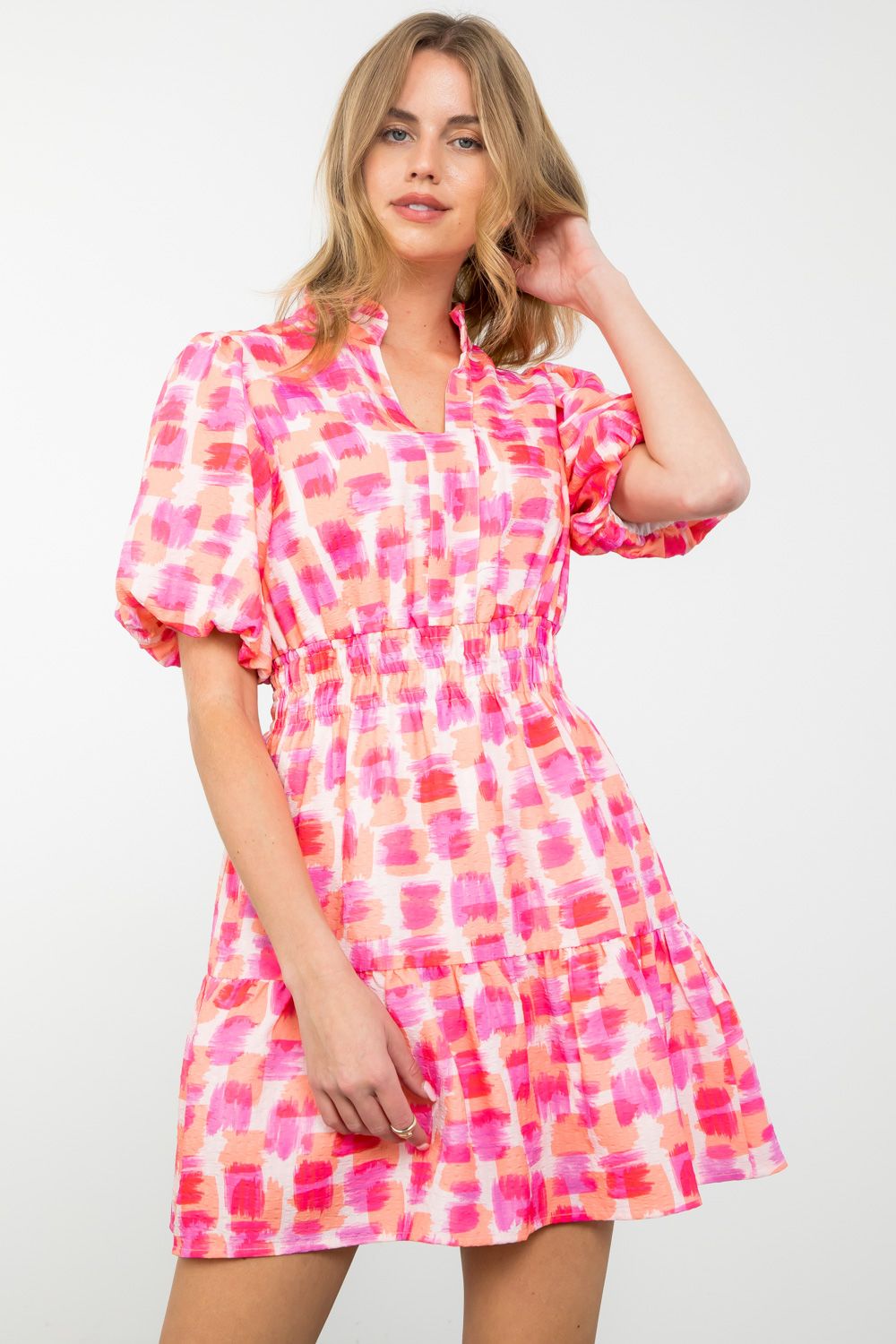 Puff Sleeve Print Dress