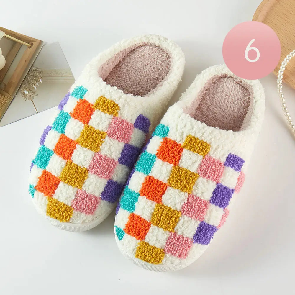 Multi Color Checkered Slipper