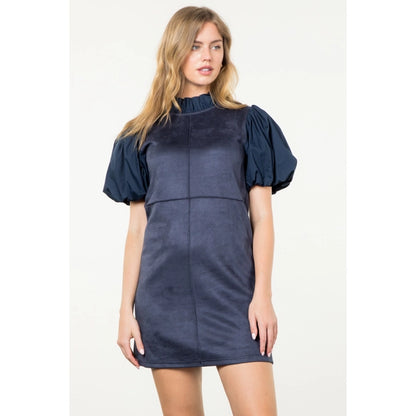 Puff Sleeve Suede Dress (More Colors)