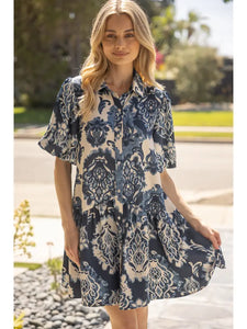 Paisley Puff Sleeve Dress