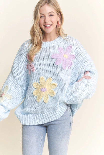 Flower Applique Sweater (More Colors)