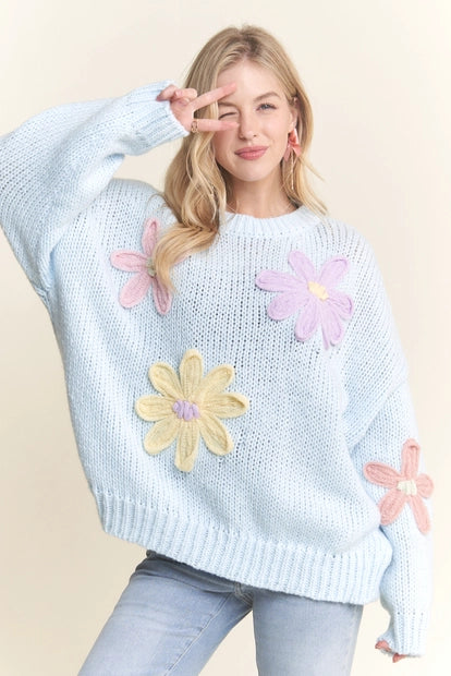 Flower Applique Sweater (More Colors)