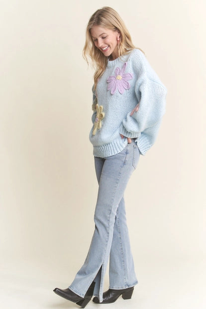 Flower Applique Sweater (More Colors)