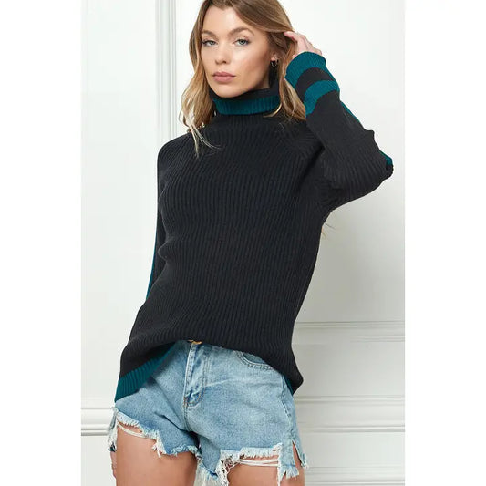 Turtleneck Contrast Sweater (More Colors)