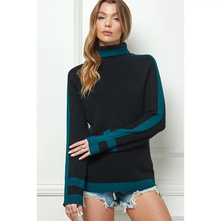 Turtleneck Contrast Sweater (More Colors)