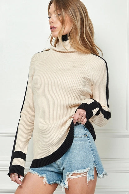 Turtleneck Contrast Sweater (More Colors)